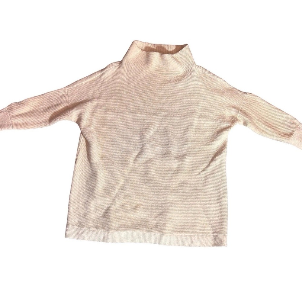 Free People Cowl Turtleneck Top Tunic Cream Mock Neck Oversized Boho Sz L/XL?